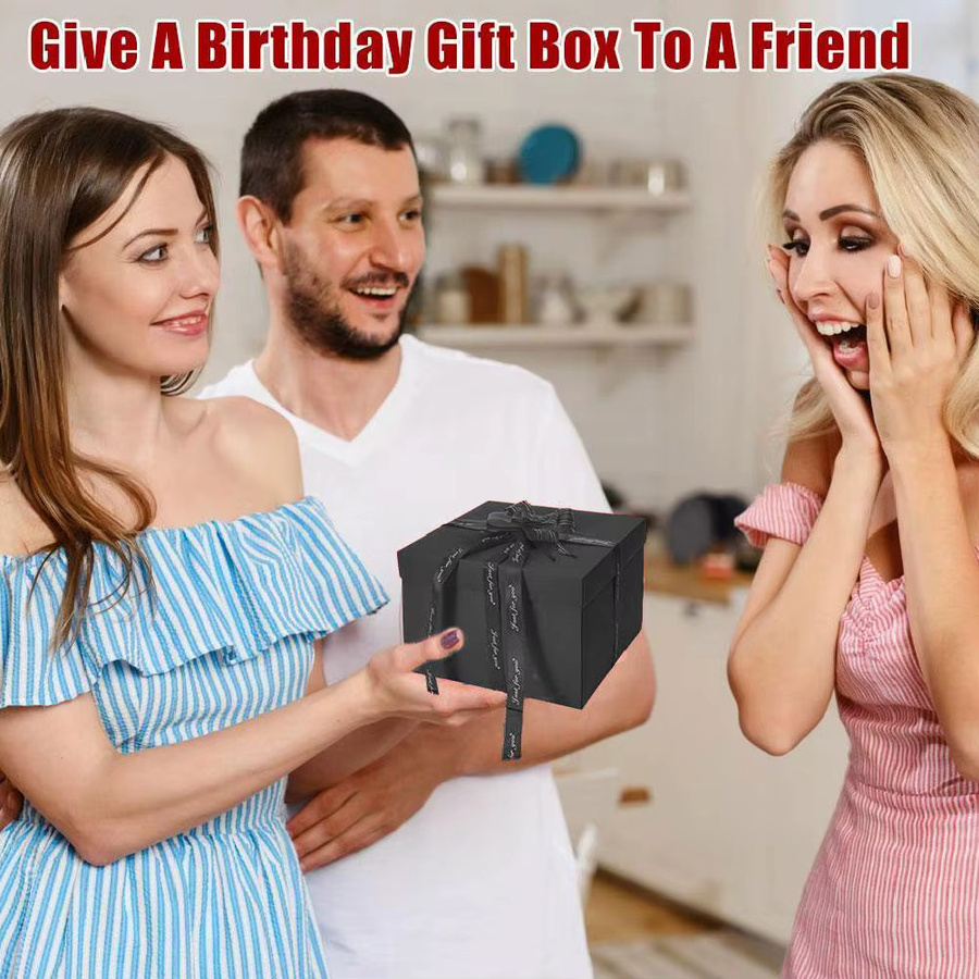 DIY Überraschungs-Explosionsbox aus Papier in Rot und Schwarz für personalisierte Snack-Geschenkboxen zu Hochzeiten und Geburtstagen - Bild 2
