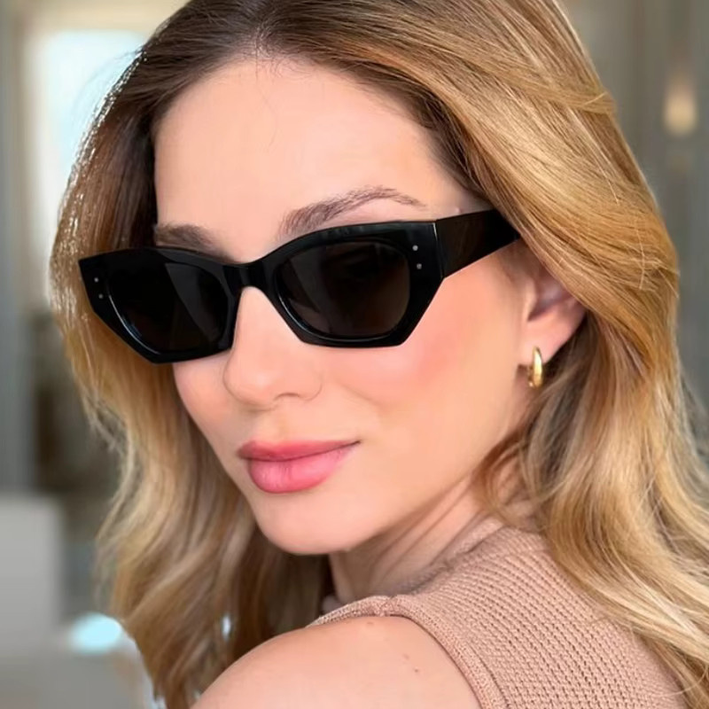 Samjune Cat-Eye Sonnenbrille, Vollrand, Schwarz, Kunststoff, Damen - Bild 2