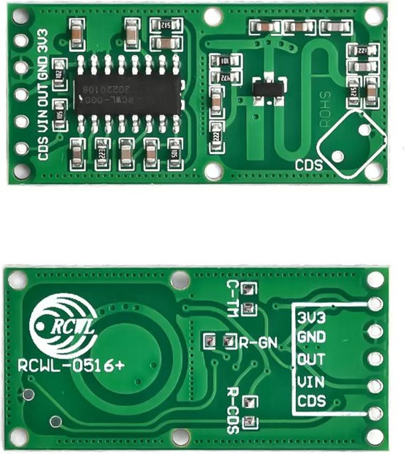 Mikrowellenradarsensormodul HW-MS03 RCWL-0516 Induktionsschalter für Arduino DIY mit 2,4 GHz bis 5,8 GHz Bewegungsradarsensor in Grün - Bild 1