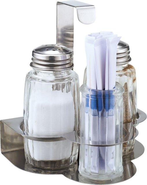 PULSIVA Salz- Pfeffer- und Zahnstocher-Menage Tardo aus Glas und Edelstahl, transparent/silber, B/H/T: 10 x 10 x 8 cm - Bild 1