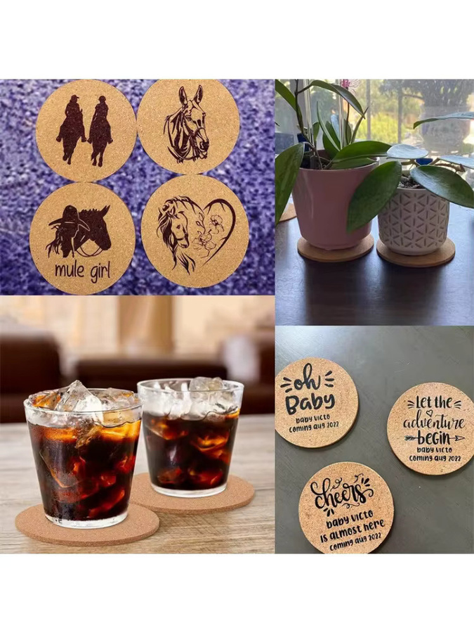 20 Stück selbstklebende Korkuntersetzer von YOCITY in Braun, runde Untersetzer aus Naturkork für Kaffeetassen und Getränke - Bild 4