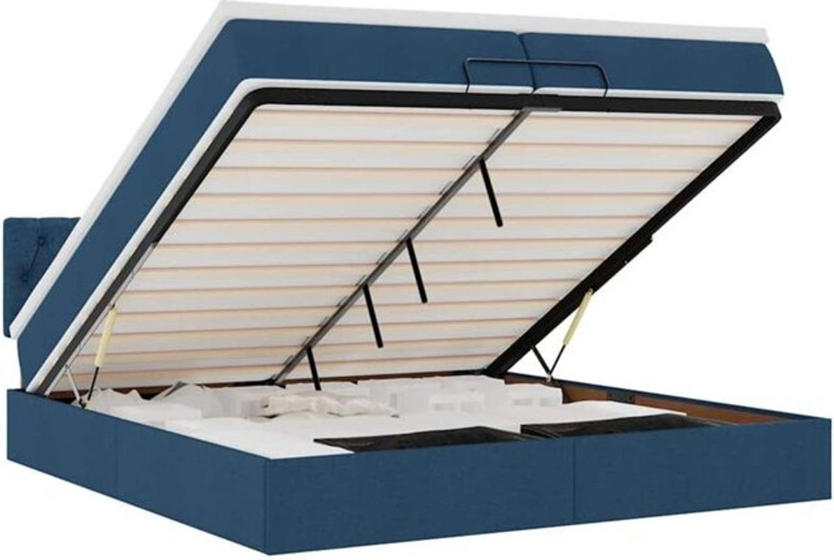 vidaxl Ottoman Polsterbett mit Matratze aus Stoff in Blau, B/T: 200 x 200 cm - Bild 1