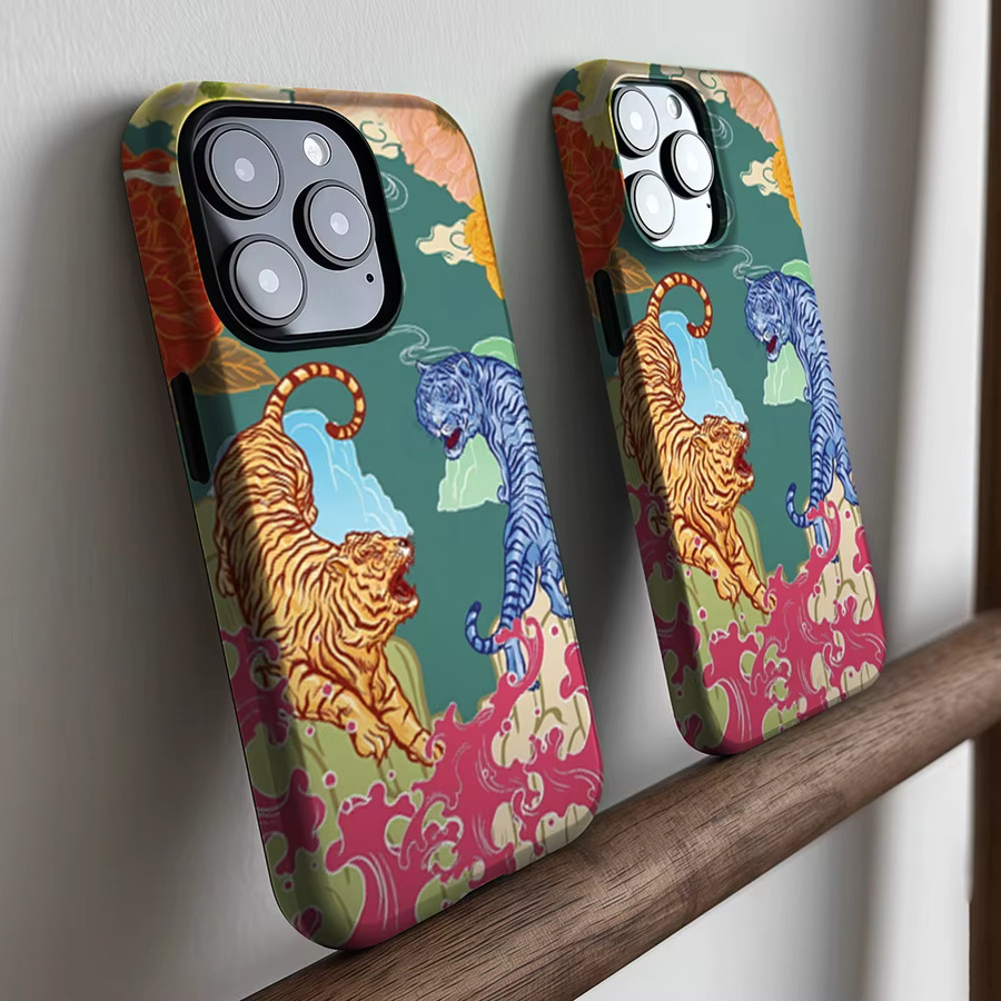 CaseLumi Matte Bumper MagSafe Schutzhülle für iPhone 17 16 15 14 13 Pro Max mit Tiger-Blüten-Motiv in Multicolour - Bild 2