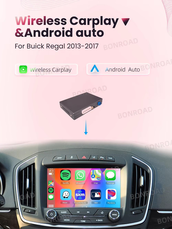 BONROAD Drahtloses CarPlay und Android Auto Schnittstellenmodul mit Bluetooth für Buick Regal und Opel Insignia 2013–2017, Schwarz - Bild 5