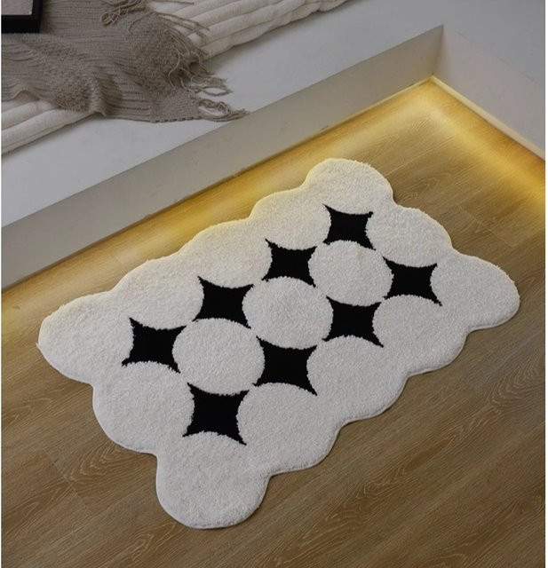 Oakliving Nordic Ins Wind beflockter Teppich in Weiß mit Kaschmir-Optik für Wohnzimmer und Schlafzimmer - Bild 1