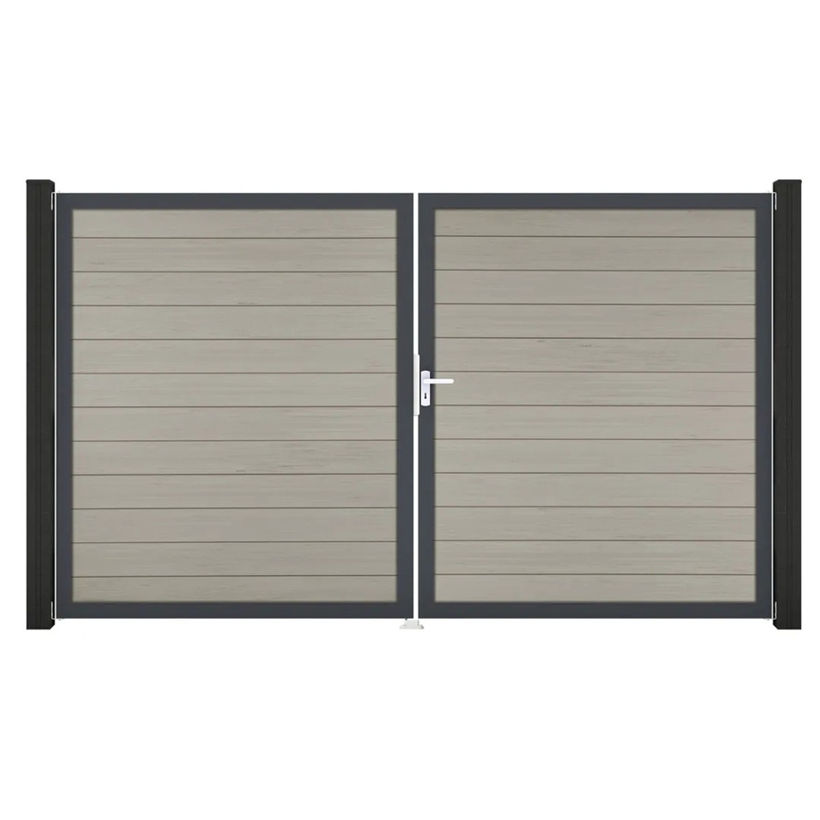 GroJa Solid Steckzaun Tor Doppelflügel DIN Rechts DB Terra Braun aus Aluminium und BPC - Bild 2