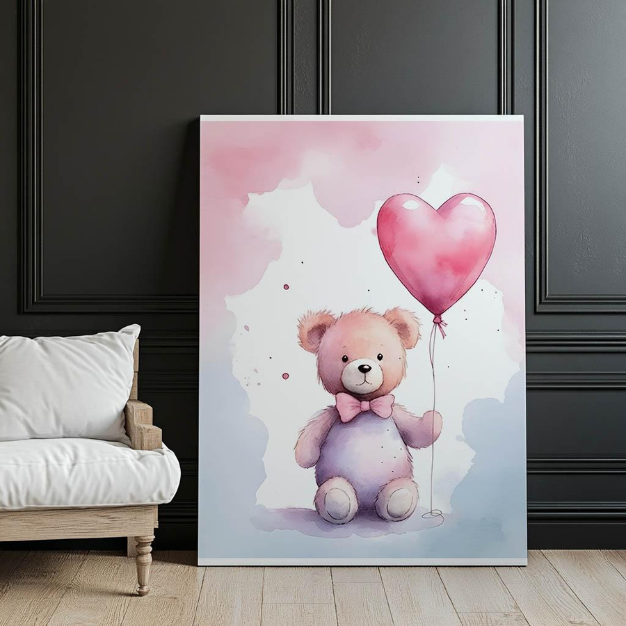 Premium Leinwand iKable Teddybär mit Herzballon auf Keilrahmen, Breite: 30 cm, Höhe: 40 cm - Bild 2