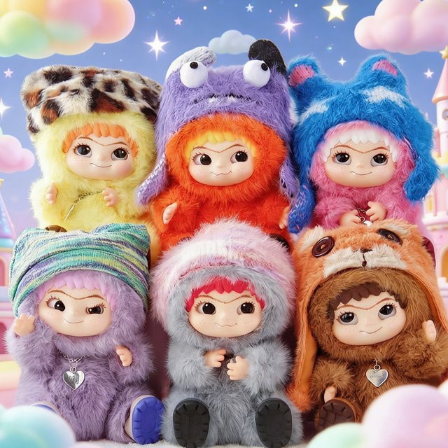 Wakuku Fuzzy Trendy Fun Party Blind Box, Actionfigur, Puppen-Taschenanhänger, Bunt / Mehrfarbig - Bild 1