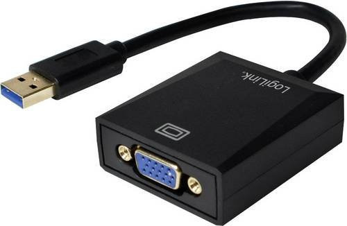 LogiLink UA0231 USB zu VGA Adapter Schwarz mit USB 3.2 Gen 1 Stecker A und VGA-Buchse - Bild 1