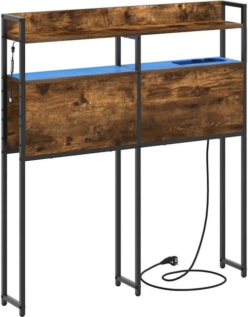 vidaXL Aufbewahrungskopfteil mit integrierter Beleuchtung und Regal in Räuchereiche, modern - Bild 1