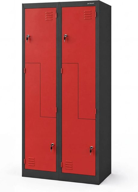 JAN NOWAK Kleiderschrank JULIA in L-Form aus Metall, Anthrazit-Rot, H: 185 cm, B: 80 cm, T: 40 cm - Bild 1