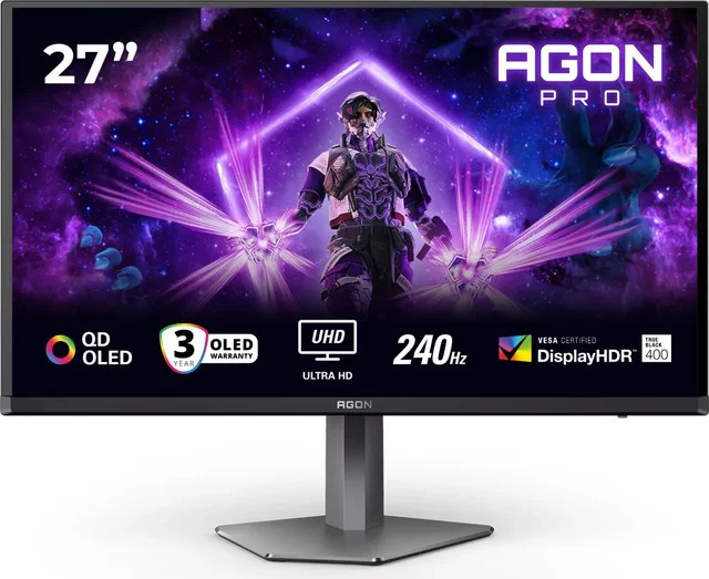 AOC AGON Pro AG276UZD QD-OLED Gaming-Monitor 26.5 Zoll UHD 4K 240Hz Schwarz-Silber - Bild 3