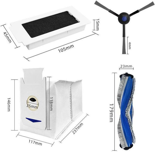 Ecovacs Deebot T30 Serie Ersatzteil-Set mit Hauptbürste, Seitenbürste, Filter und Wischpads für T30 Omni, T30 Pro Omni, T30S und T30S Pro AI - Bild 1