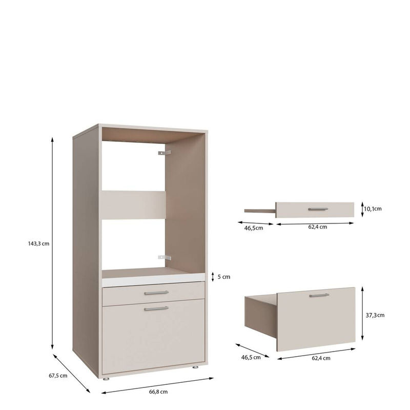 Washcab Waschmaschinenschrank WCBA142-K in Beige, H: 142,0 cm, B: 67,5 cm, T: 66,5 cm - Bild 2