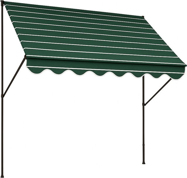Angerer Klemmmarkise in Grün mit beige Nadelstreifen, Breite: 150 cm - Bild 1