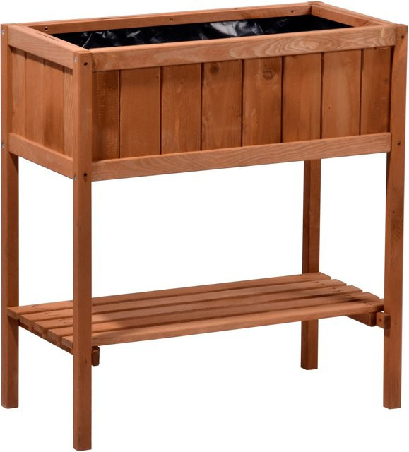 Dobar Hochbeet aus Holz mit Ablagefläche in Braun, B/T/H: 76 x 40 x 80 cm - Bild 1
