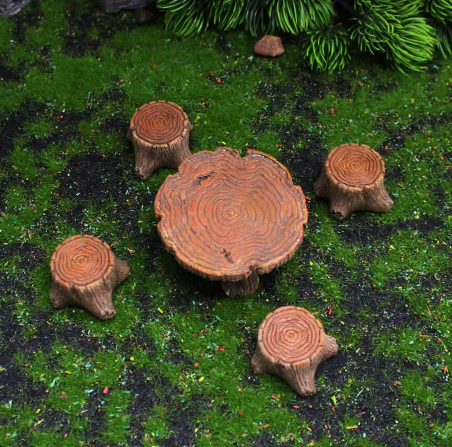 Yiran toy Miniatur Baumstumpf Gartenkunst Zubehör Harz 5-teiliges Set - Bild 2