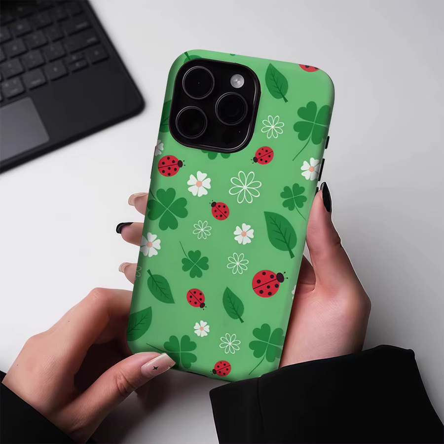 Robuste magnetische Handyhülle von Potdemiel mit grünem Marienkäfer-Naturdesign für iPhone 17 16 15 14 13 Pro Max Plus - Bild 3