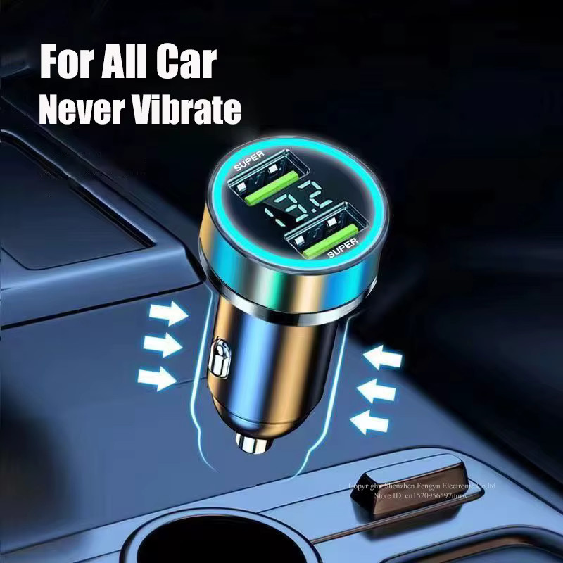 UYUXIO Dual USB Port Autotelefon Ladegerät in Schwarz mit Spannungsanzeige und Superschnellladefunktion für iPhone, Samsung, Oppo, Vivo und Huawei - Bild 5