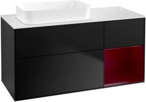 V&B Waschtischunterschrank Finion mit Wandbeleuchtung, Blau Matt Lack, B/T: 120 x 60 cm - Bild 1