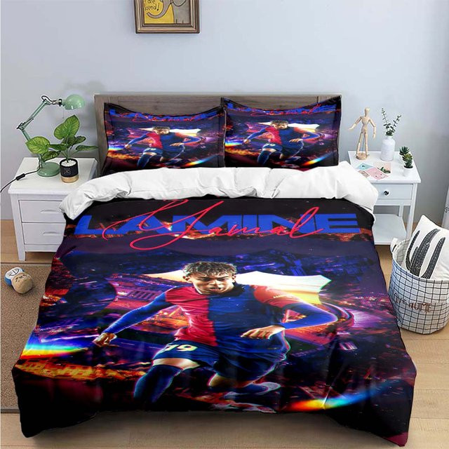 Gu Tao Bettwäsche-Set Spanien Fußball Lamine Yamal Design, 3-teilig, Mehrfarbig, B: 245 cm, H: 210 cm - Bild 1