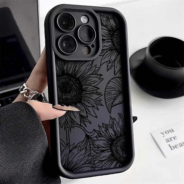 Silikonhülle mit Blumenmotiv für Samsung Galaxy S24 Ultra, A55, S23, S22, S21, A54, A35, A34, A33, A32, A15, A14, A13, A12, A53, A52s in Grau - Bild 1