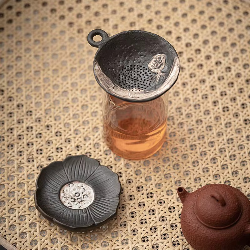 Vintage Keramikfilter-Set in Schwarz mit integriertem Teesieb für die Kung-Fu-Teezeremonie - Bild 4