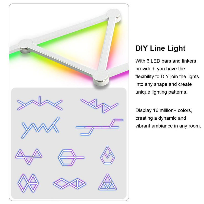 TOMTOP JMS Smart LED Wandleuchte mit WLAN und App-Steuerung, RGB Lichtleiste in Weiß mit Musiksynchronisierung und Dimmfunktion für Schlafzimmer und Spielzimmer - Bild 5