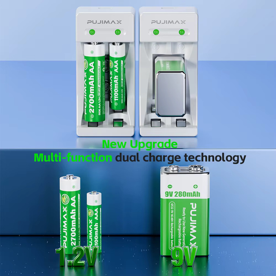 PUJIAMX Schnellladegerät für AA, AAA, C und D NI-MH Akkus mit LCD-Display und USB Typ-C Kabel, Weiß - Bild 6