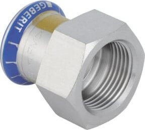 Geberit Gas-Übergangsmuffe Mapress d 18 x Rp 1/2 IG für Natur- und Flüssiggas aus Edelstahl in Silber - Bild 1