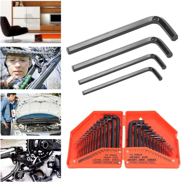 KKMOON 30-teiliges Inbusschlüssel-Set aus Stahl in Schwarz mit metrischen und Zoll-Varianten sowie langem und kurzem Arm - Bild 1
