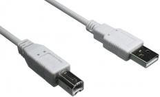 DINIC USB 2.0 Kabel A auf B Stecker in Weiß, 3 m - Bild 1