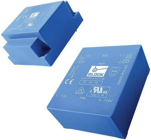 Block FL 52/12 Flachtransformator 2 x 115 V/AC auf 2 x 12 V/AC, 52 VA, Blau - Bild 1