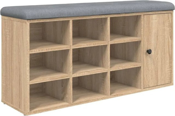 vidaXL Schuhbank aus Holzwerkstoff in Sonoma-Eiche, B/T/H: 102 x 32 x 50 cm