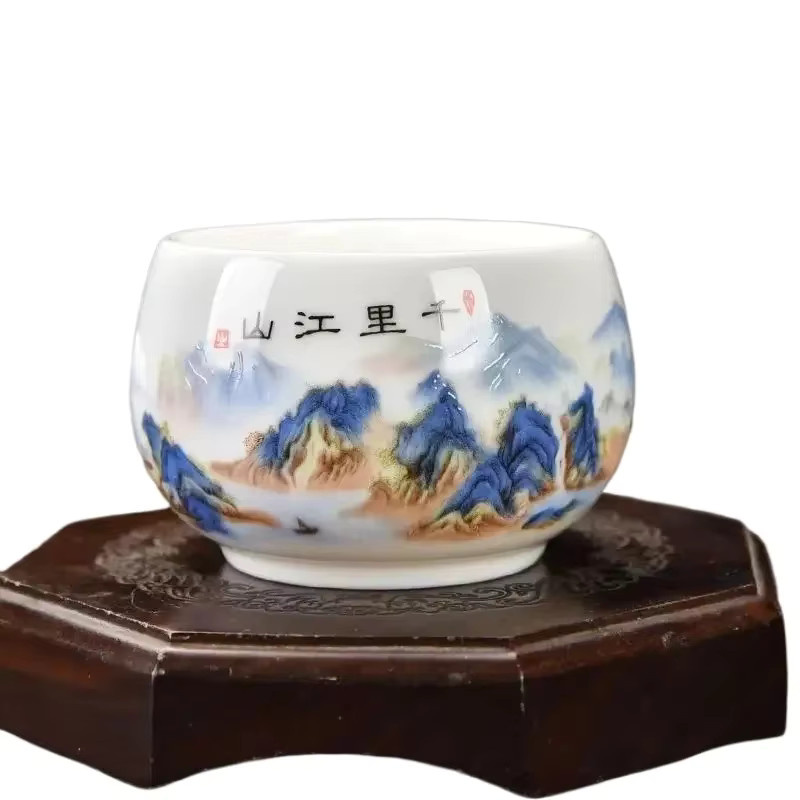 Handgefertigte Keramik-Teetasse aus weißem Porzellan im Schafsfett-Jade-Stil - Bild 6