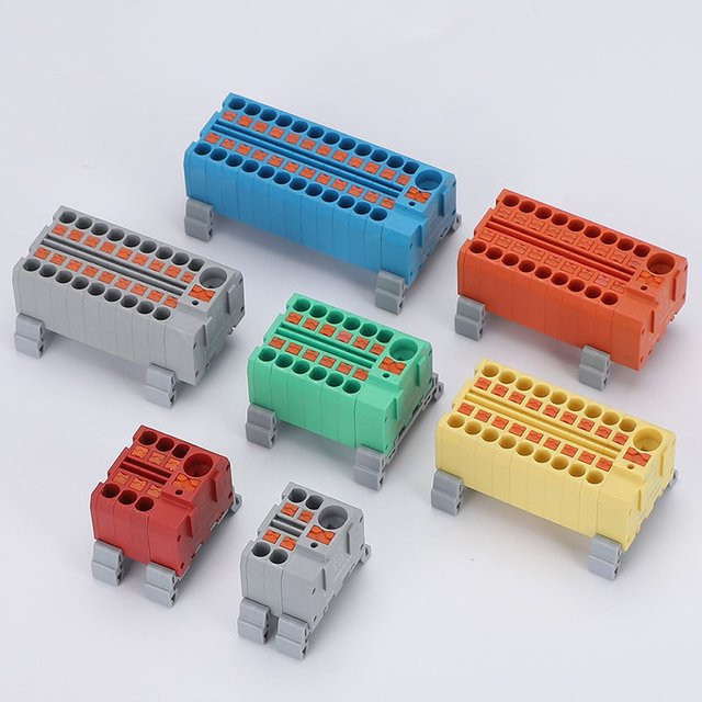 Steckbare Klemmleiste PTF6X2.5mm Ein-Eingang Mehrfach-Ausgang Splicer Spleißbare Kabelverbinder DIN-Schienen-Anschlussdose Elektrische Verbindung Orange - Bild 1
