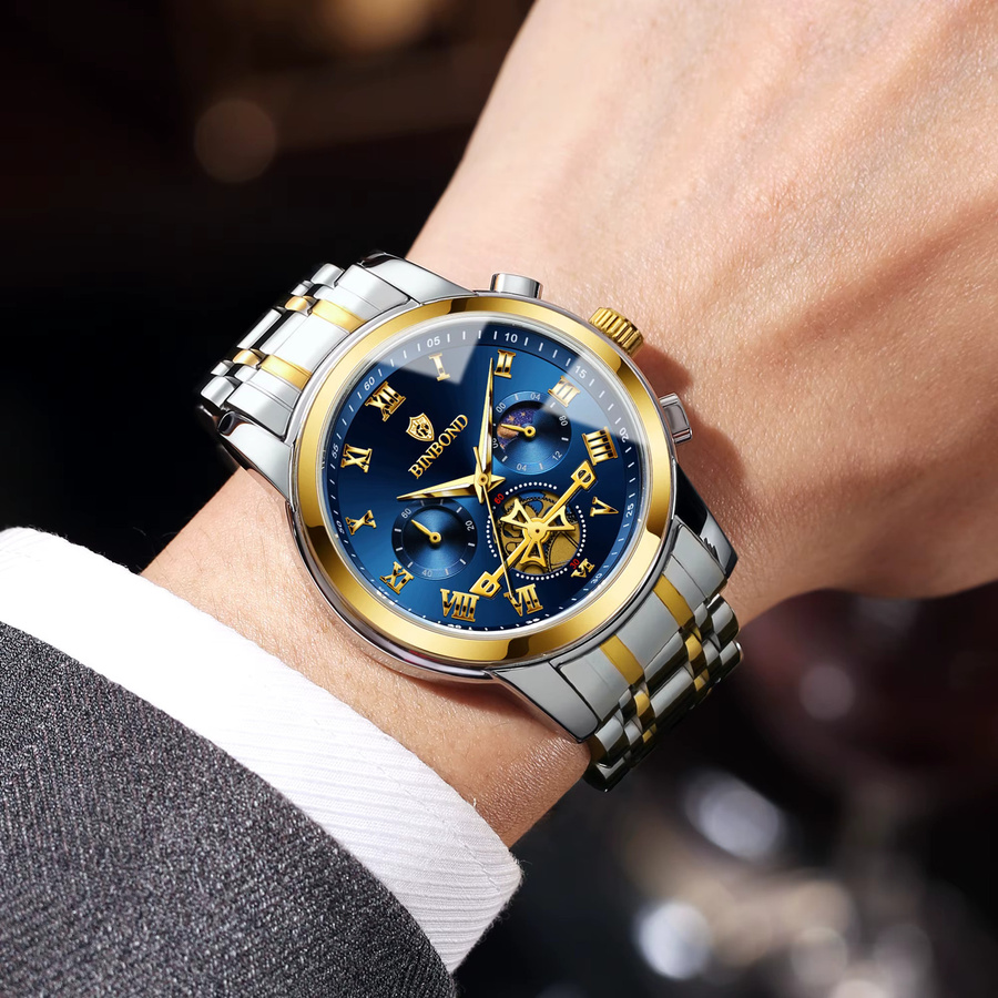 BINBOND Chronograph, Quarz, Edelstahl, Blau, Herren - Bild 3