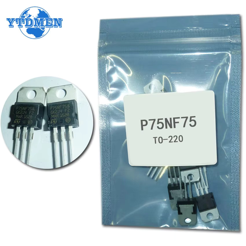 YTDMEN 5er Set STP75NF75 P75NF75 Mosfet Transistoren TO-220 Feldeffekttransistoren 75V 80A in Schwarz - Bild 2