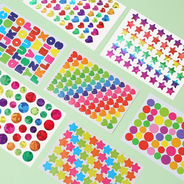 TMZ DIY Dekorations Aufkleber Set mit Sternen, Herzen und Punkten in Multicolour, 5 Stück - Bild 1