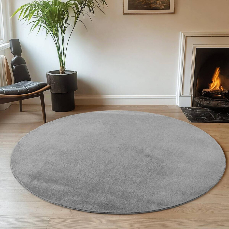 Ayyildiz Kurzflorteppich Joy Rund Grau Durchmesser: 80 cm - Bild 3