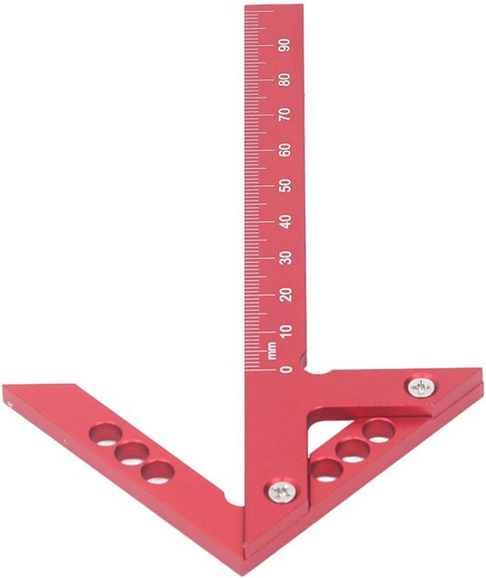 Koogeelife Mittelpunktfinder 45-Grad-Winkel-Anreißlehre aus Aluminiumlegierung in Rot für die Holzbearbeitung - Bild 1