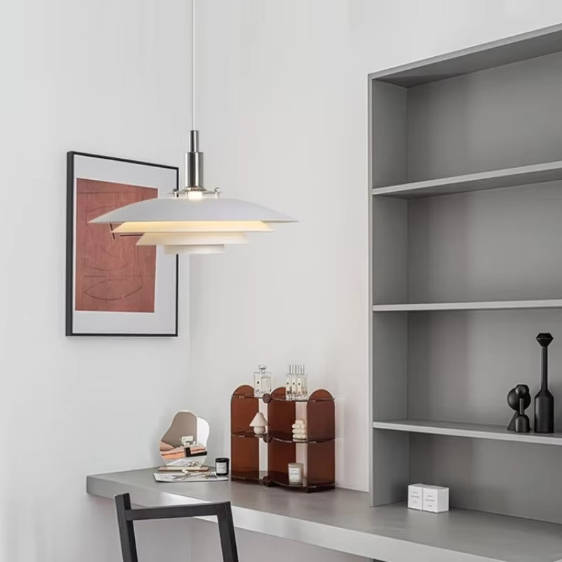 JIANKEXING Mid-Century Pendelleuchte mit Farbverlauf in Weiß und Rot, verstellbare Designer-Lampe aus Metall für Esszimmer und Küche - Bild 2