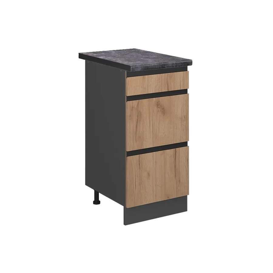 Vicco Küchenunterschrank R-Line Goldkraft Eiche Anthrazit mit Schubladen B: 40 cm, T: 60 cm, H: 81,6 cm - Bild 2