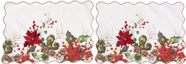 2er-Set rutschfeste Platzsets Weihnachtszauber von viva domo in Grün und Mehrfarbig mit floralem Design - Bild 1