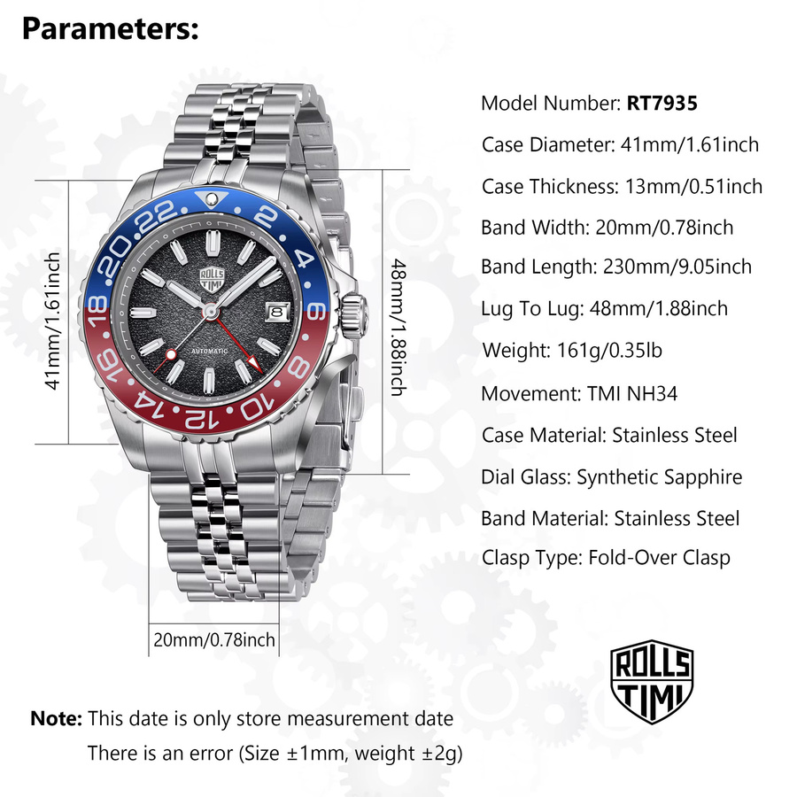 RollsTimi Armbanduhr, Automatik, Edelstahl, Saphirglas, Herren, Schwarz - Bild 5