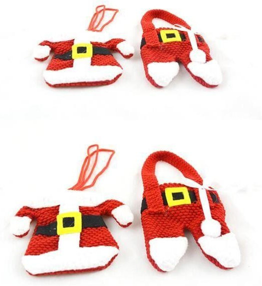 STEL ORA Bestecktasche im Weihnachtsmann-Design aus Polyester, 3er-Set, Rot-Weiß - Bild 1