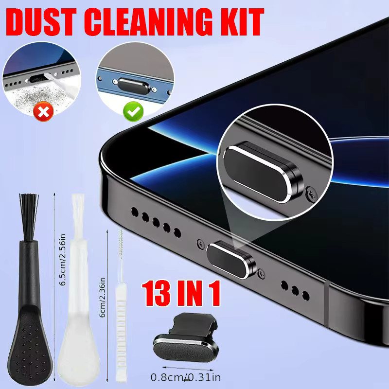 USB-C Reinigungsset aus Metall mit Staubschutz-Stecker und Reinigungsbürste für iPhone 15/16 sowie Android-Smartphones von Samsung und Xiaomi - Bild 3