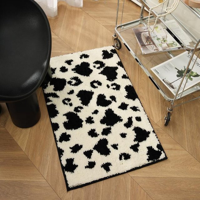 Rutschfeste Badezimmer Saugmatte Ins Wind in Schwarz und Weiß, verdickter beflockter Teppich aus Polyester, B/T: 60 x 40 cm - Bild 1