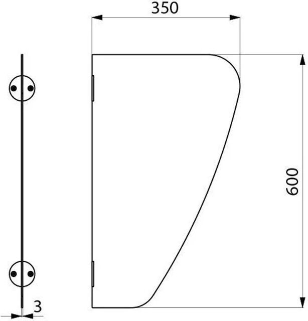 Delabie Urinal-Schamwand AZA aus Edelstahl 1.4301 in Silber, B/H: 61,5 x 37,0 cm, Tiefe: 7,5 cm - Bild 1
