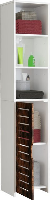 VCM Holz-Badezimmerschrank Flonali als Hochschrank mit einer Drehtür, H x B x T: 164 x 34 x 28 cm - Bild 1